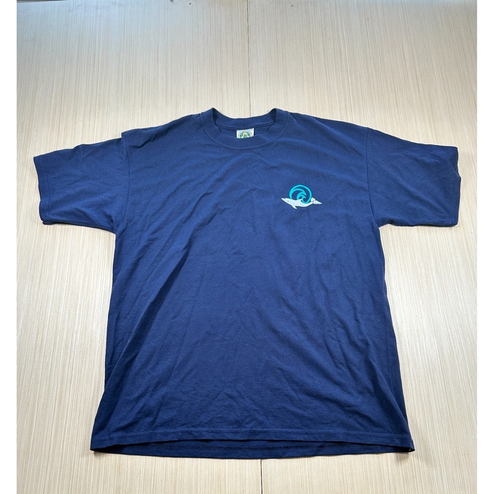 Disney Round Trip Dolphins in Depth T Shirt Mens XL Navy Blue Graphic Print‎